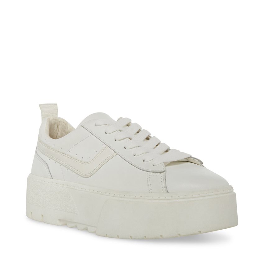 White Steve Madden Rorri Leather Women's Platform Shoes | PH 0645CHG